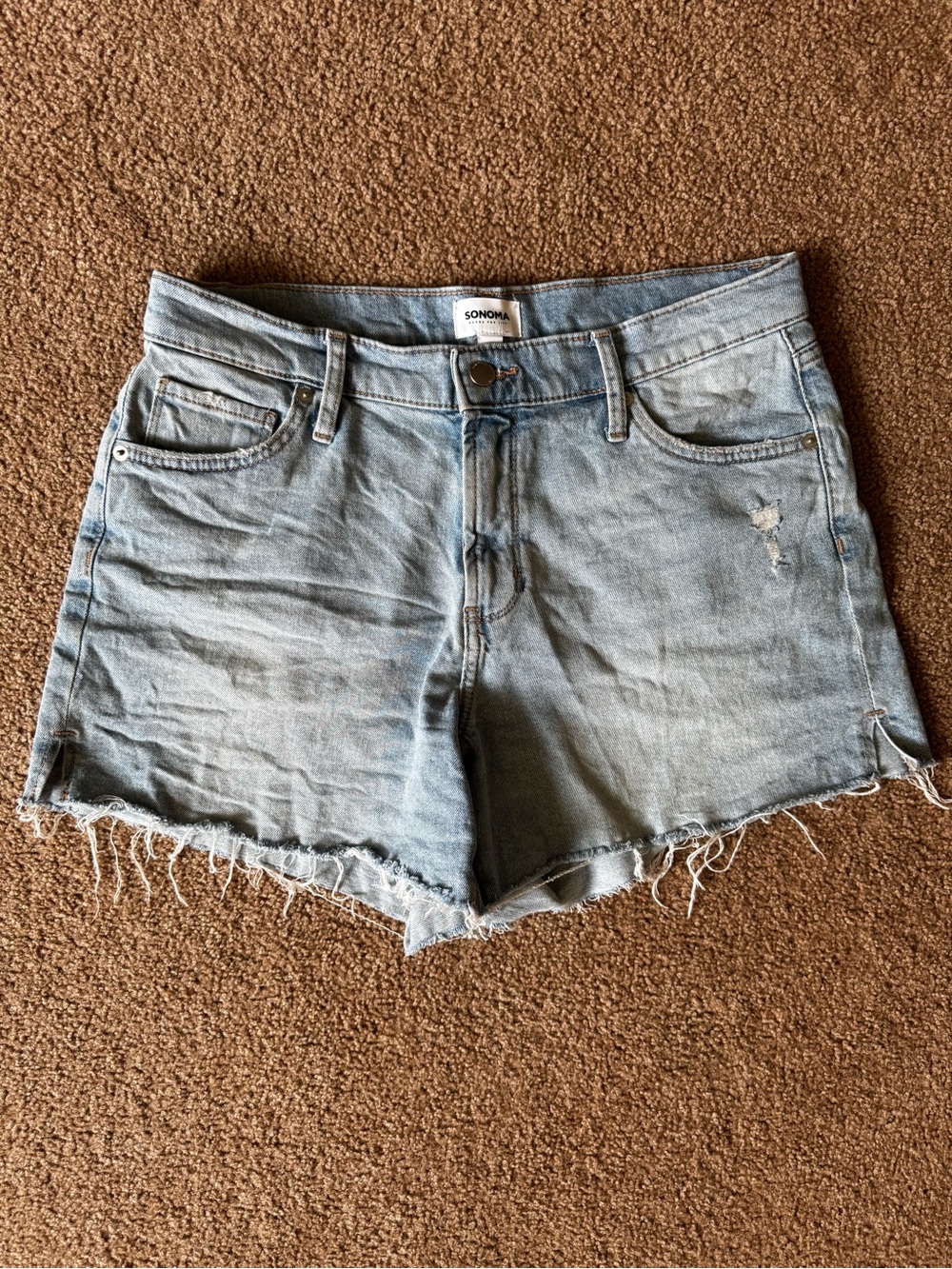 Sonoma Light Blue Denim Frayed Hem Women's Shorts